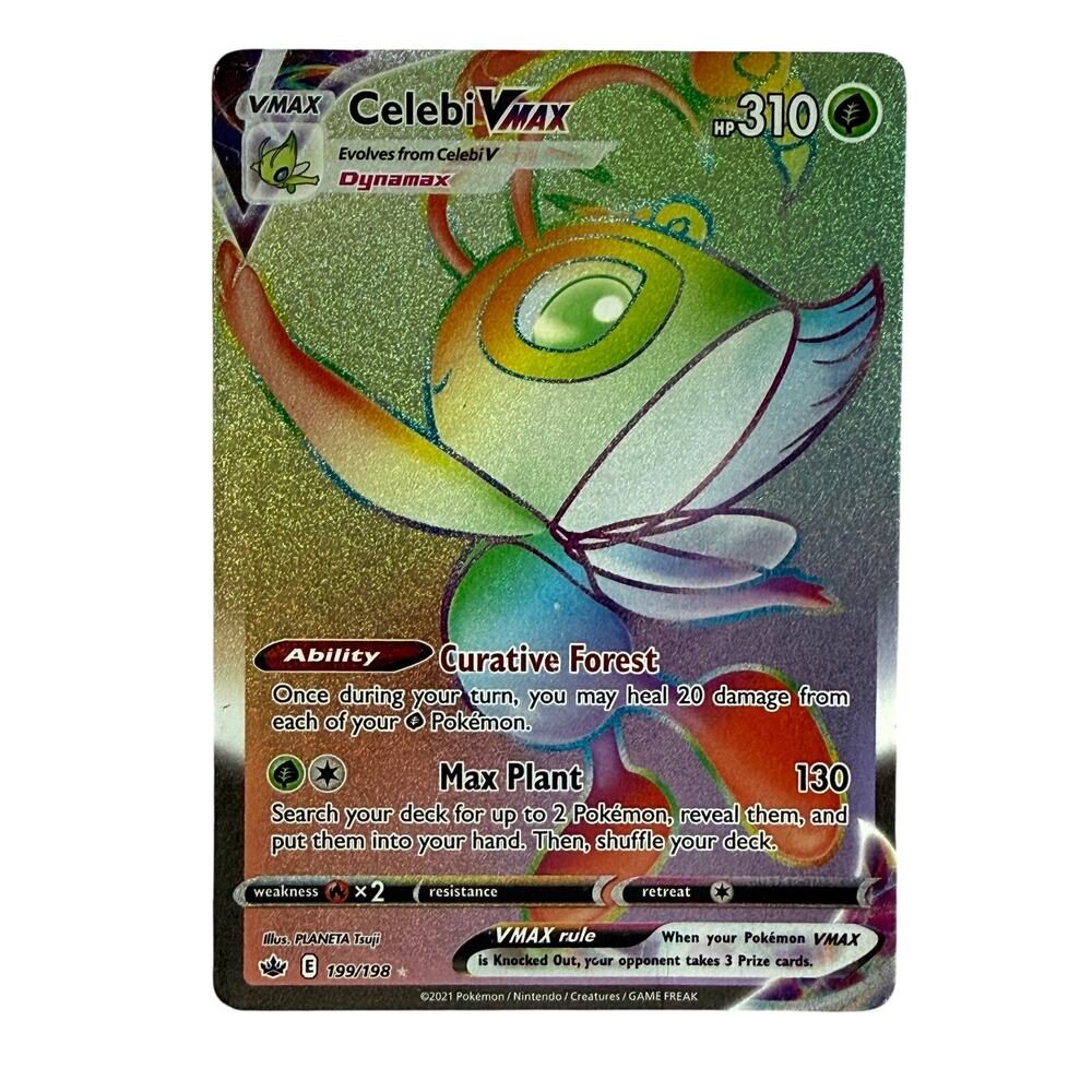 Pokémon TCG Celebi VMAX 199/198 Chilling Reign 2021 Rainbow Secret Rare MP-LP